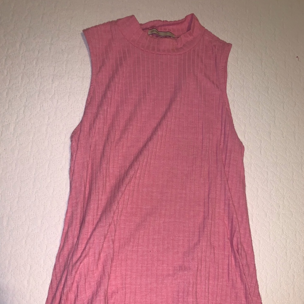 Pink turtleneck tank